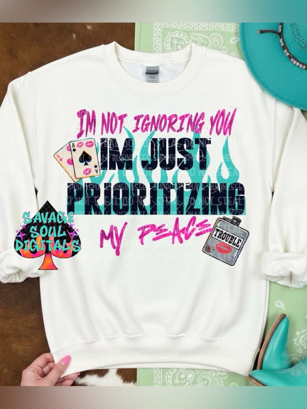 Sweatshirt "I'm Not Ignoring You I'm Just Prioritizing My Peace" Small-3X